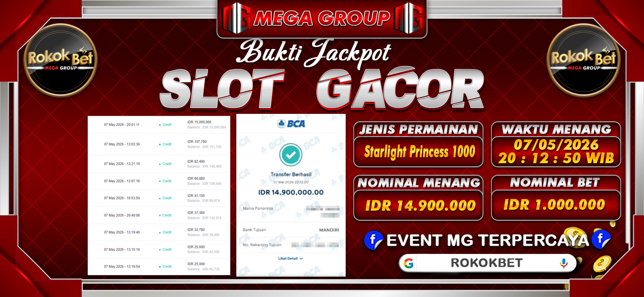 Bukti JP situs Rokokbet hari Jumat, 08 Mei 2026
