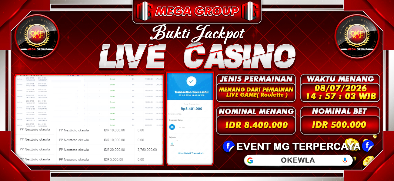 Bukti JP situs Okewla hari Rabu, 08 Juli 2026