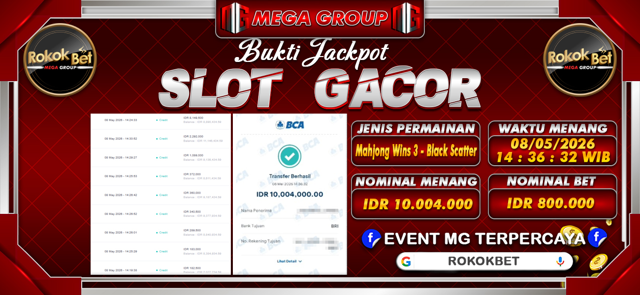 Bukti JP situs Rokokbet hari Jumat, 08 Mei 2026
