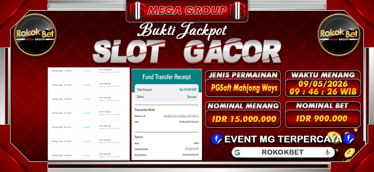 Bukti JP situs Rokokbet hari Jumat, 08 Mei 2026