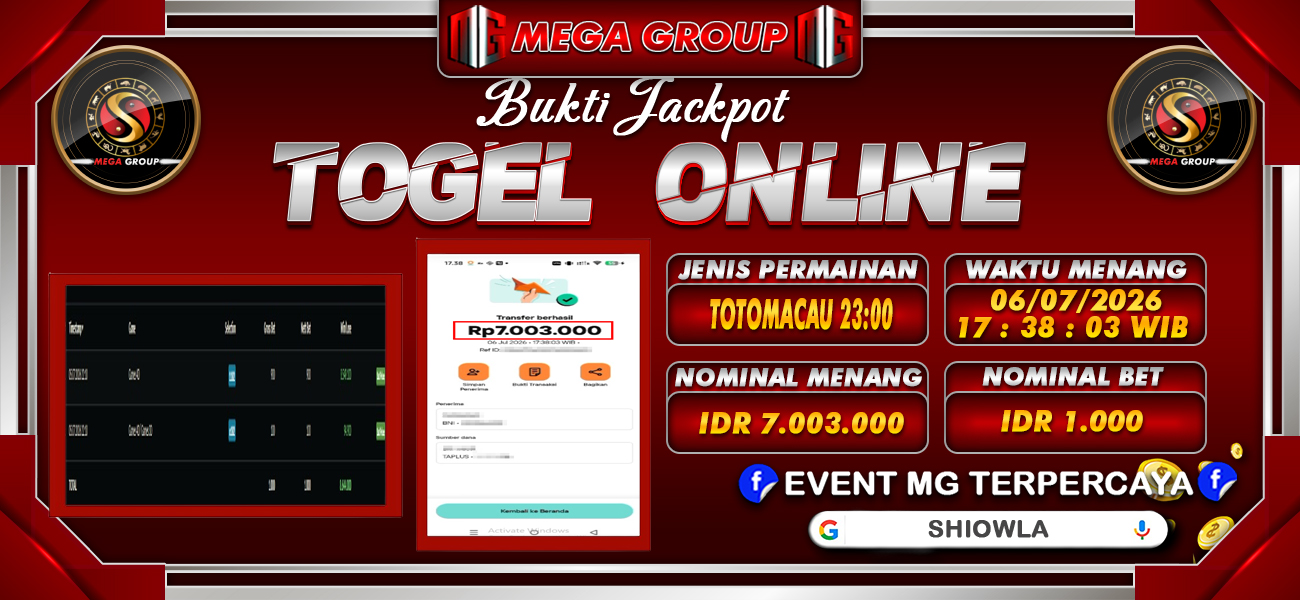 Bukti JP situs Shiowla hari Rabu, 08 Juli 2026