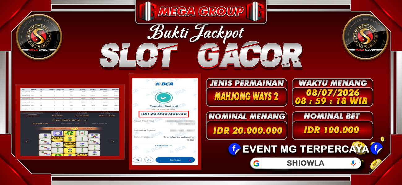 Bukti JP situs Shiowla hari Rabu, 08 Juli 2026