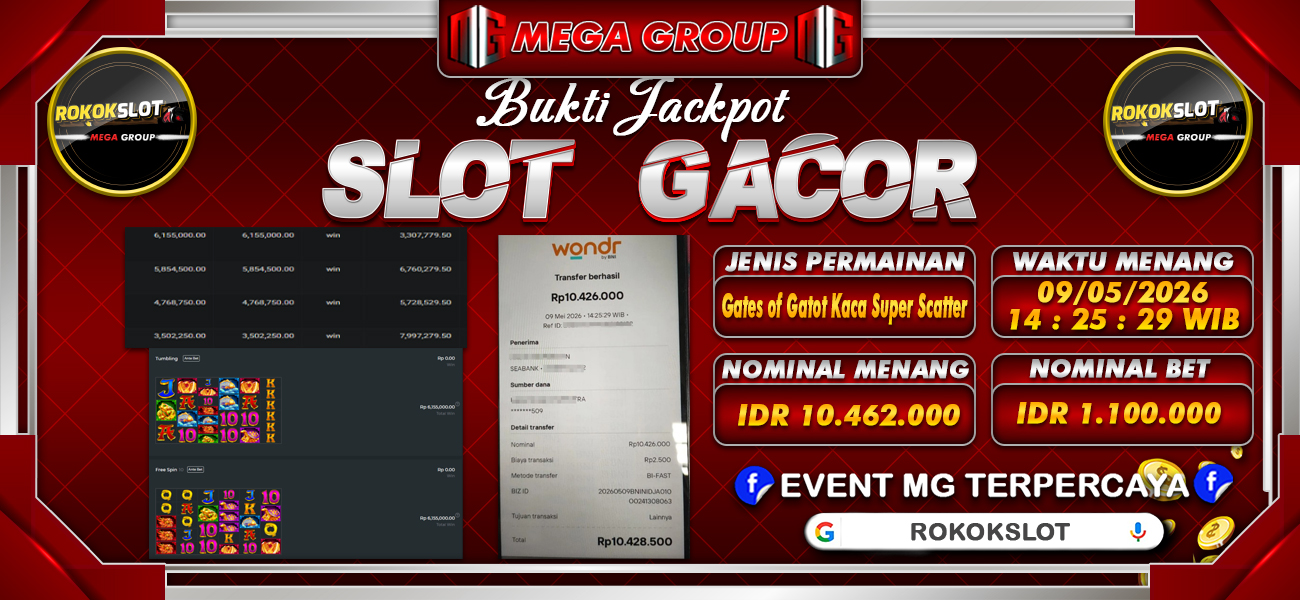 Bukti JP situs Rokokslot hari Jumat, 08 Mei 2026