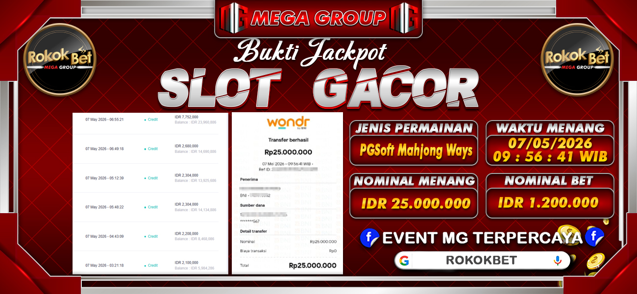 Bukti JP situs Rokokbet hari Jumat, 08 Mei 2026