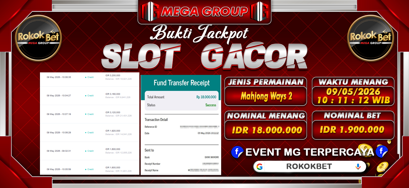 Bukti JP situs Rokokbet hari Jumat, 08 Mei 2026