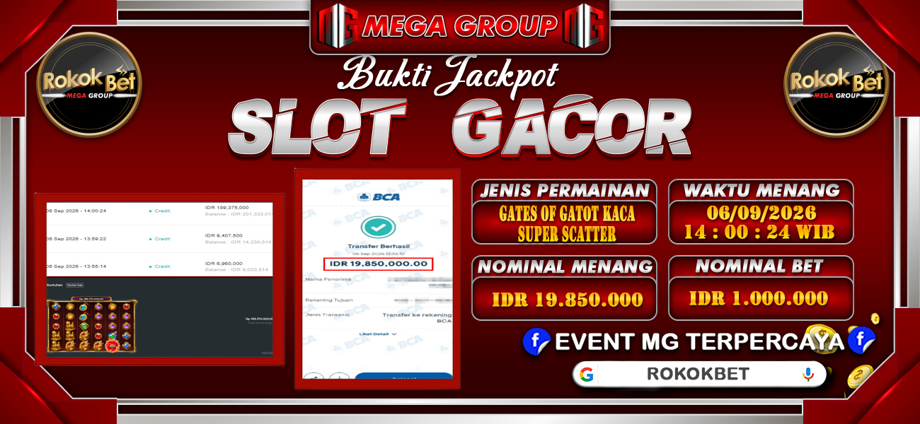 Bukti JP situs Rokokbet hari Minggu, 06 September 2026