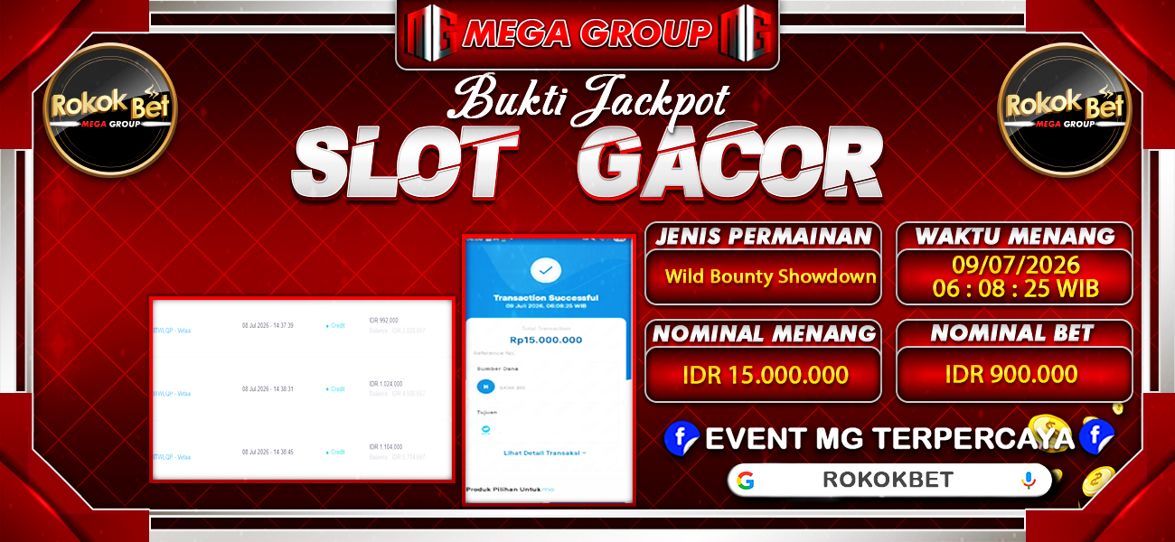 Bukti JP situs Rokokbet hari Kamis, 09 Juli 2026