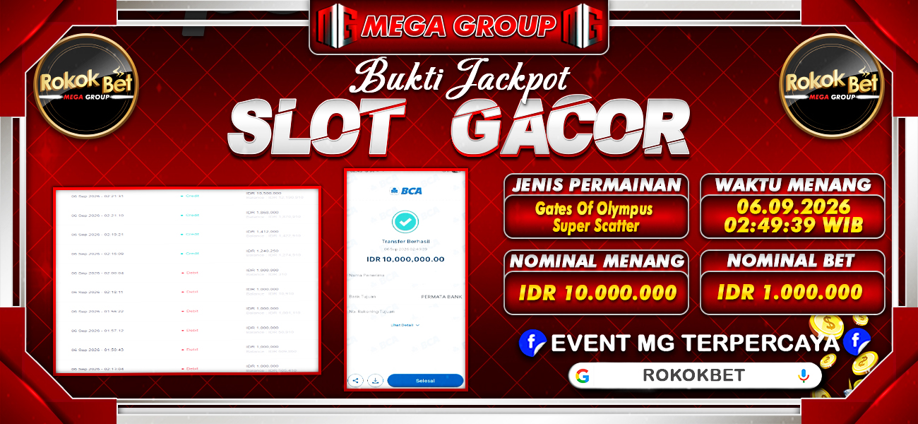 Bukti JP situs Rokokbet hari Minggu, 06 September 2026