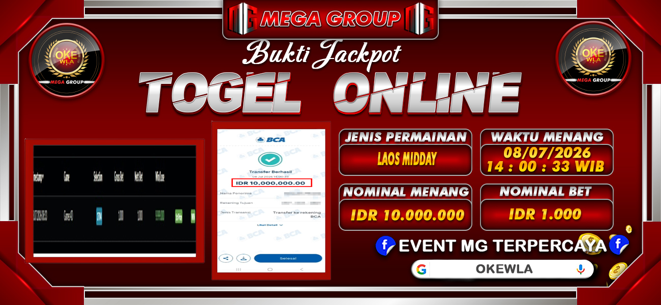 Bukti JP situs Okewla hari Rabu, 08 Juli 2026
