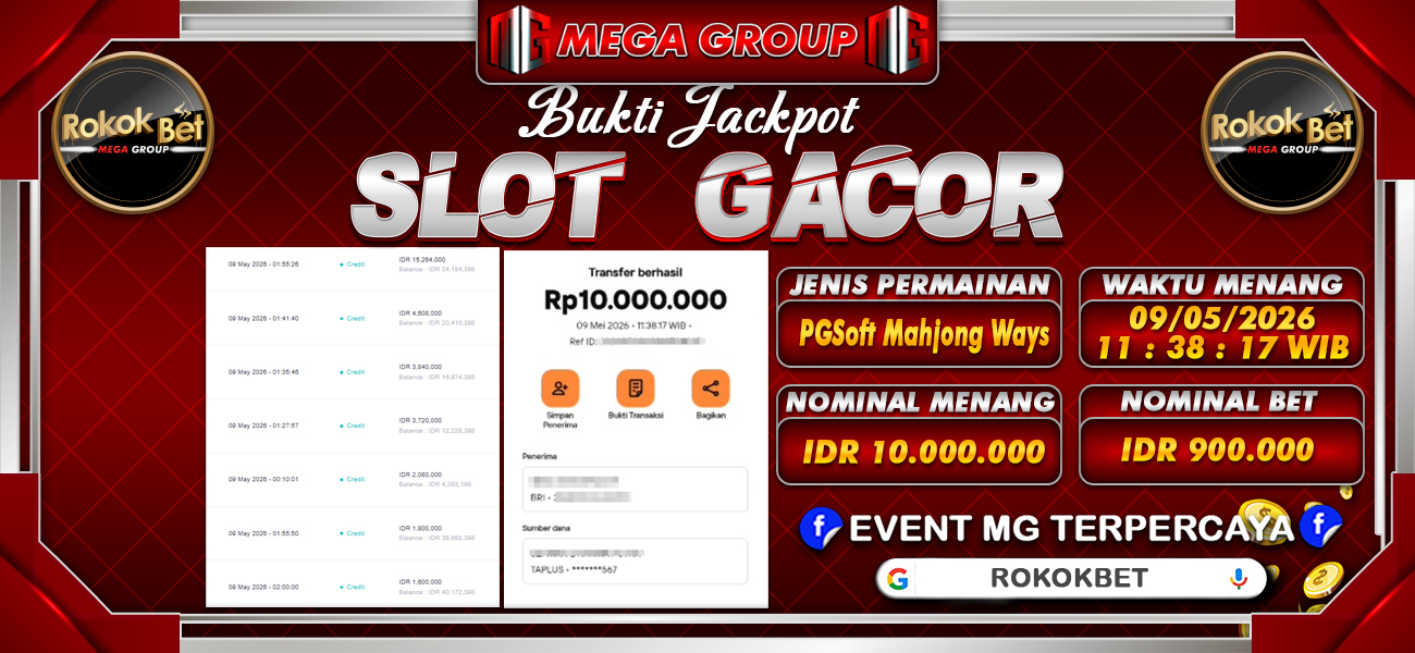 Bukti JP situs Rokokbet hari Jumat, 08 Mei 2026