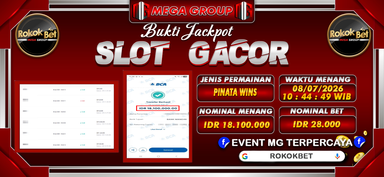 Bukti JP situs Rokokbet hari Rabu, 08 Juli 2026